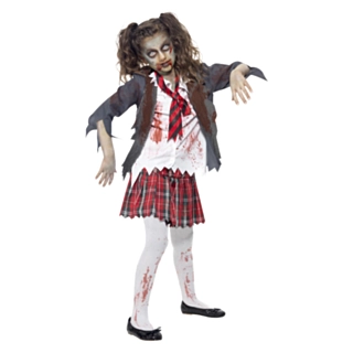 Zombie Skolepige B&oslash;rnekostume