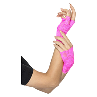 Korte Fingerløse 80'er Handsker Pink