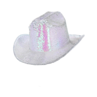 Paillet Cowboy Hat Iriserende Hvid