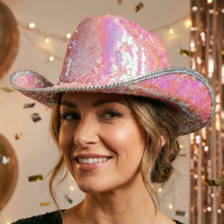 Paillet Cowboy Hat Iriserende Pink