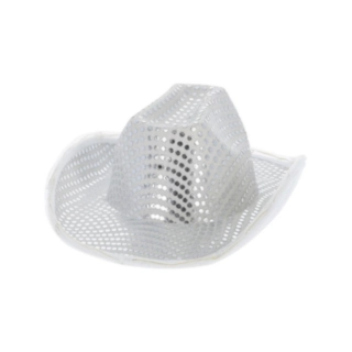 LED Paillet Cowboy Hat Sølv