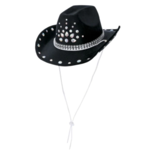 Rhinsten Cowboyhat Sort