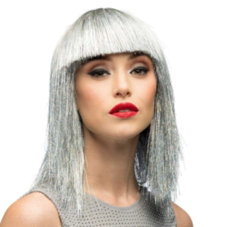 Bangs Glitter Paryk Sølv