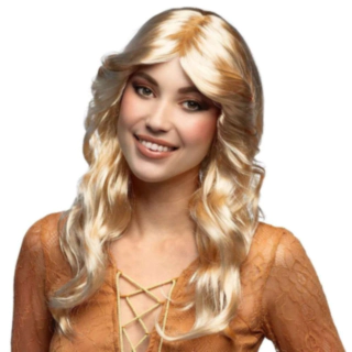 Lang Bølget Paryk Blond