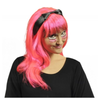 Neon Paryk Med Sløjfe Pink