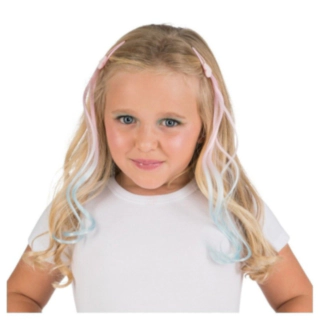 Hårclips Extensions Lyserød/Lyseblå