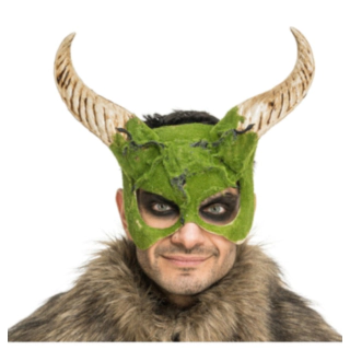 Monster Maske Med Horn Grøn
