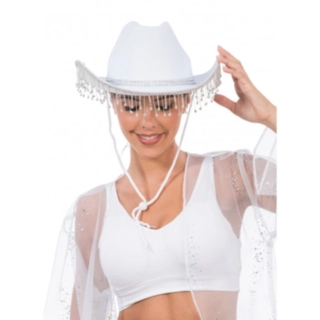 Rhinsten Cowboyhat Hvid