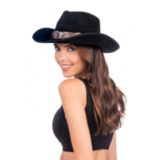 Suede Look Cowboyhat Sort