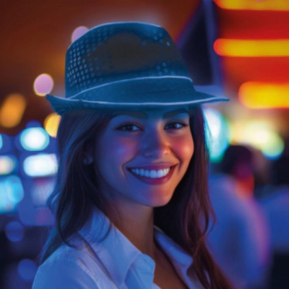 Paillet LED Fedora Blå