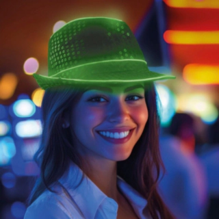Paillet LED Fedora Grøn