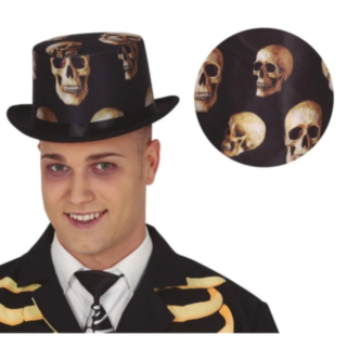 Dødningehoved Tophat Sort