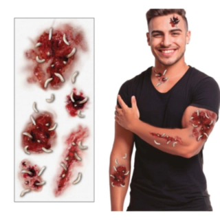 Zombie Sår Med Maddiker Falske Tatoveringer