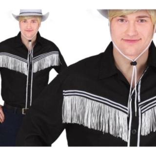 Frynset Cowboyskjorte Sort/Hvid