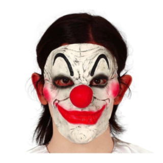 Halloween Klovn Halvmaske Hvid/Rød