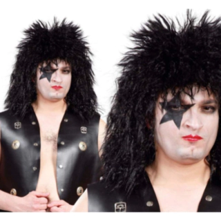 Rockstjerne Kiss Paryk Sort