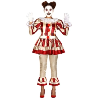 Horror Klovn Kjole Kostume Rød/Hvid