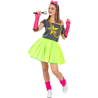 80's Pop Kostume Grøn/Pink