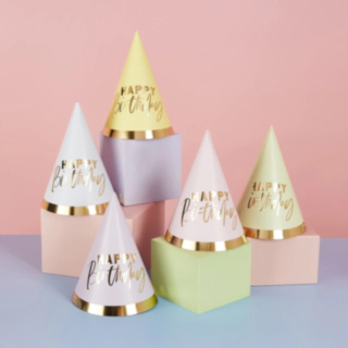 Happy Birthday Partyhatte Pastel