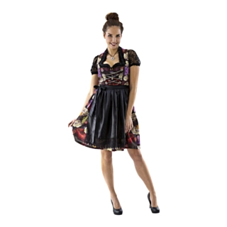 Dirndl Blomstret Sort