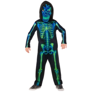Skelet Børnekostume Neongrøn