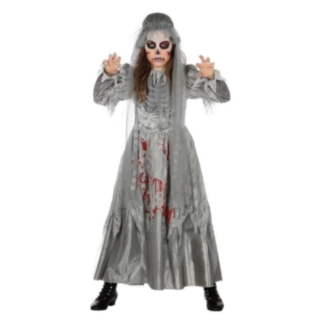 Zombiebrud Børnekostume Grå