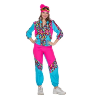 80'er Neon Skidragt Kostume Pink/Blå