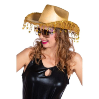 Frynse Stjerner Cowboyhat Guld