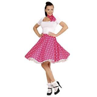 Polka 50'er Nederdel Pink