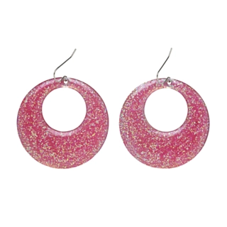 60'er Glitter Øreringe Pink
