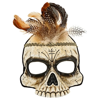 Voodoo Kranie Maske Med Fjer