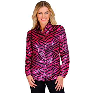 Tigerstribet Pailletskjorte Pink