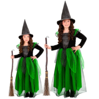 Heks Børnekostume Grøn