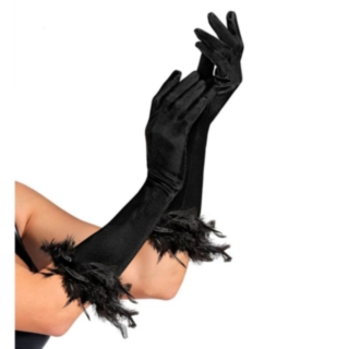 Lange Marabouhandsker Sort