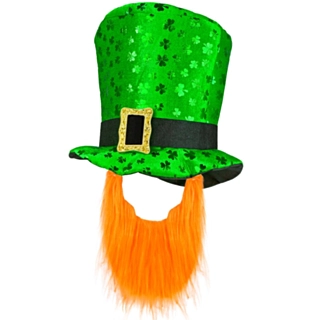 Leprechaun Højhat & Skæg Grøn