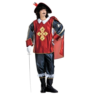 Klassisk Musketer Kostume Rød