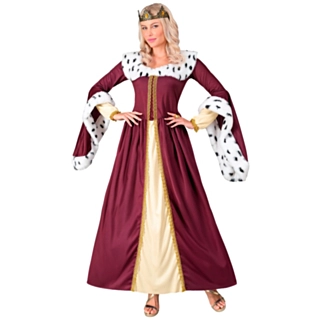 Middelalder Dronning Kostume Bordeaux