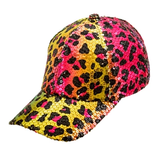 Leopard Paillet Kasket Regnbue