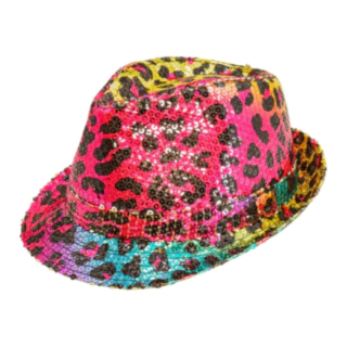 Leopardplettet Fedora Hat Regnbue