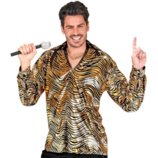 Stribet Disco Fever Skjorte Guld