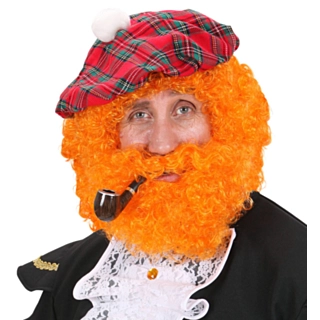 Skotsk Leprechaun Krøllet Paryk & Skæg Orange