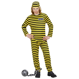 Fangedragt Sort/Gul Børnekostume
