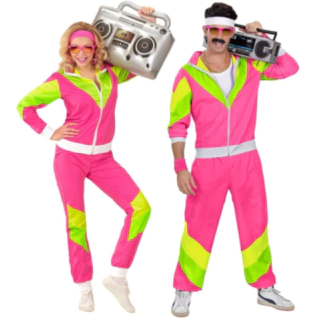 Pink 80'er Træningdragt Kostume
