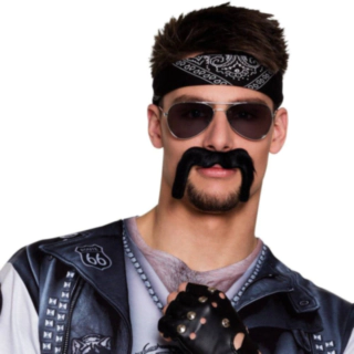 Biker Overskæg Sort