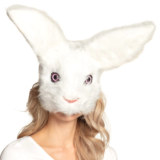 Plys Kanin Halvmaske Hvid