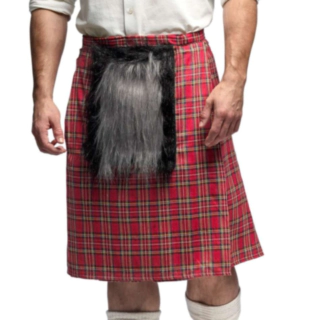 Skotsk Kilt Med Taske Rød