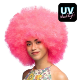 Neon Afro Paryk Pink