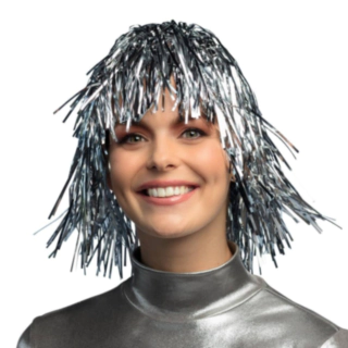 Metallisk Paryk Sølv