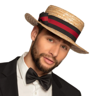 Boater Stråhat Beige Bånd