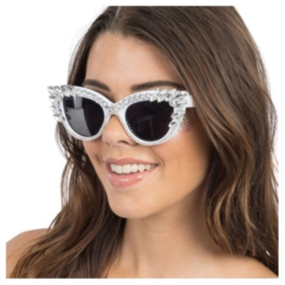 Katteøje Briller Med Rhinsten Hvid
